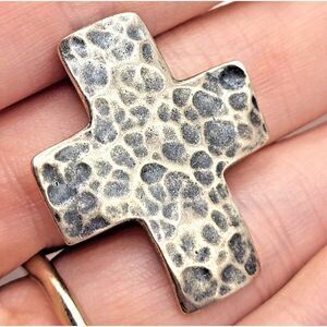 SILPADA Israel 925 Sterling Silver Hammered Cross Pendant 1.25in 4.81g